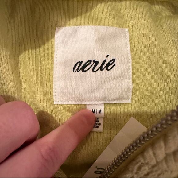 Aerie Neon Green Yellow Corduroy Full Zip Long Sleeve Bomber Jacket Sz M NEW - Picture 4 of 7